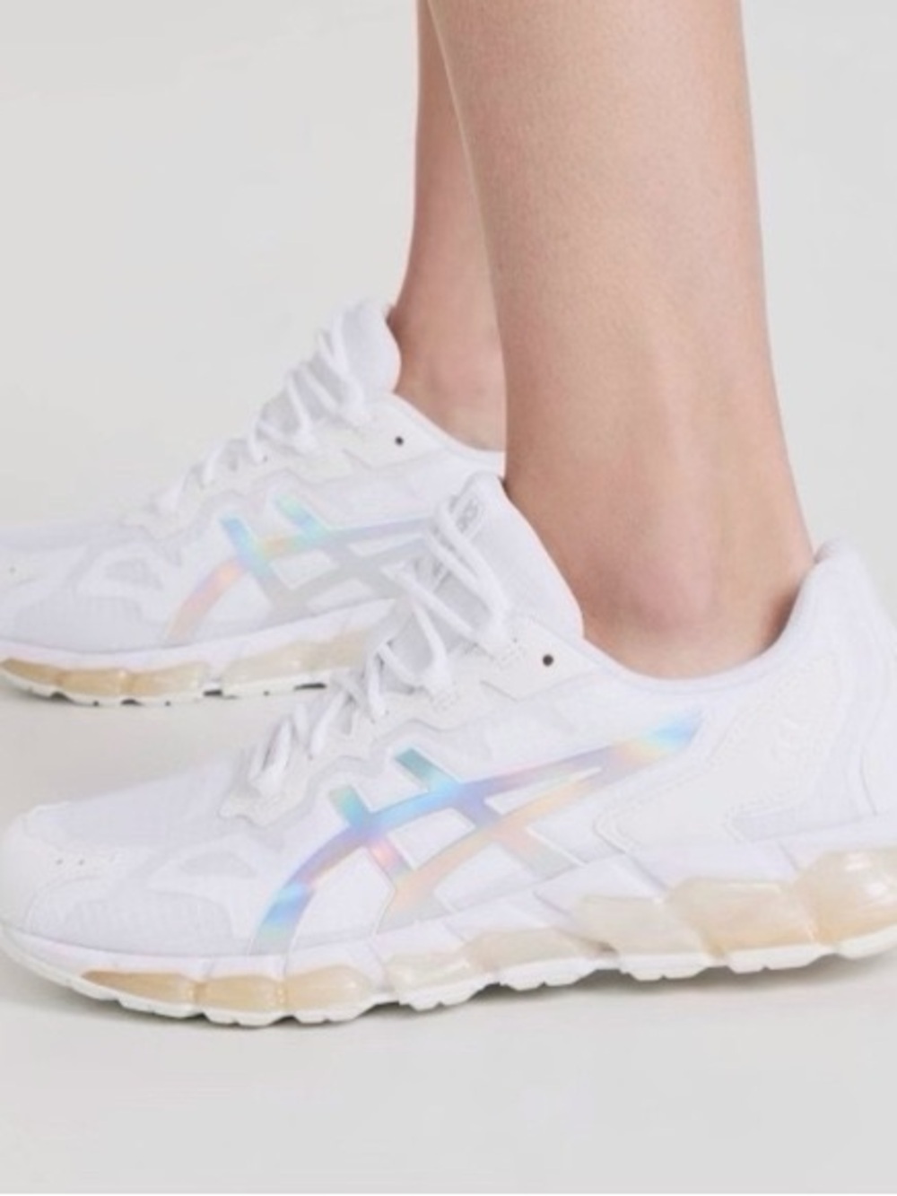 ASICS Women's White Sneakers with Iridescent Logo
